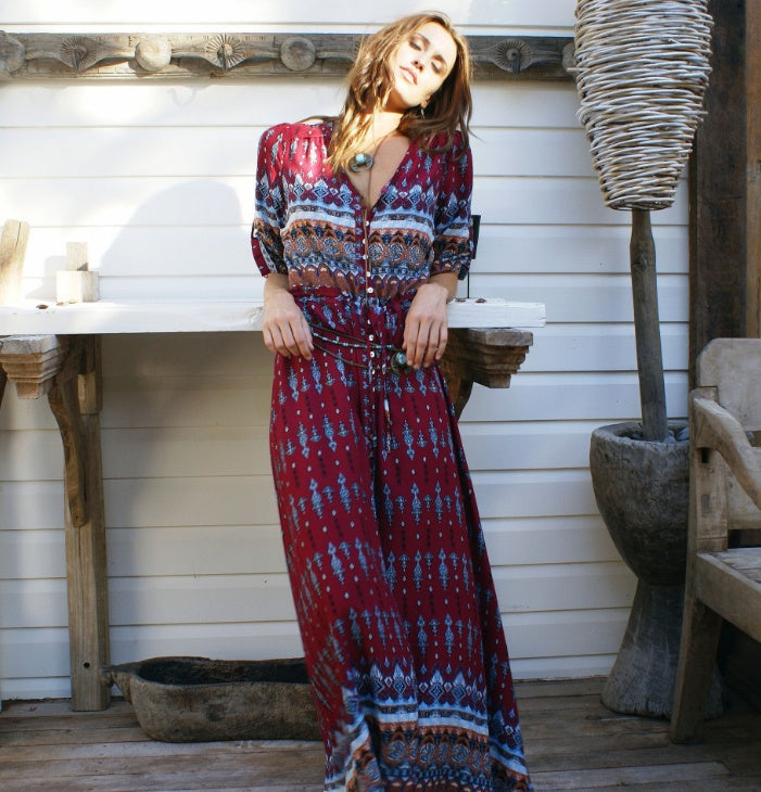 Robe longue bohème de plage – Fluide & solaire